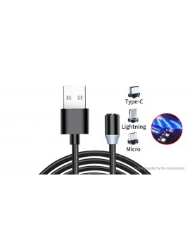 8-pin/Micro-USB/USB-C to USB 2.0 Magnetic Flowing LED Light Up Charging Cable